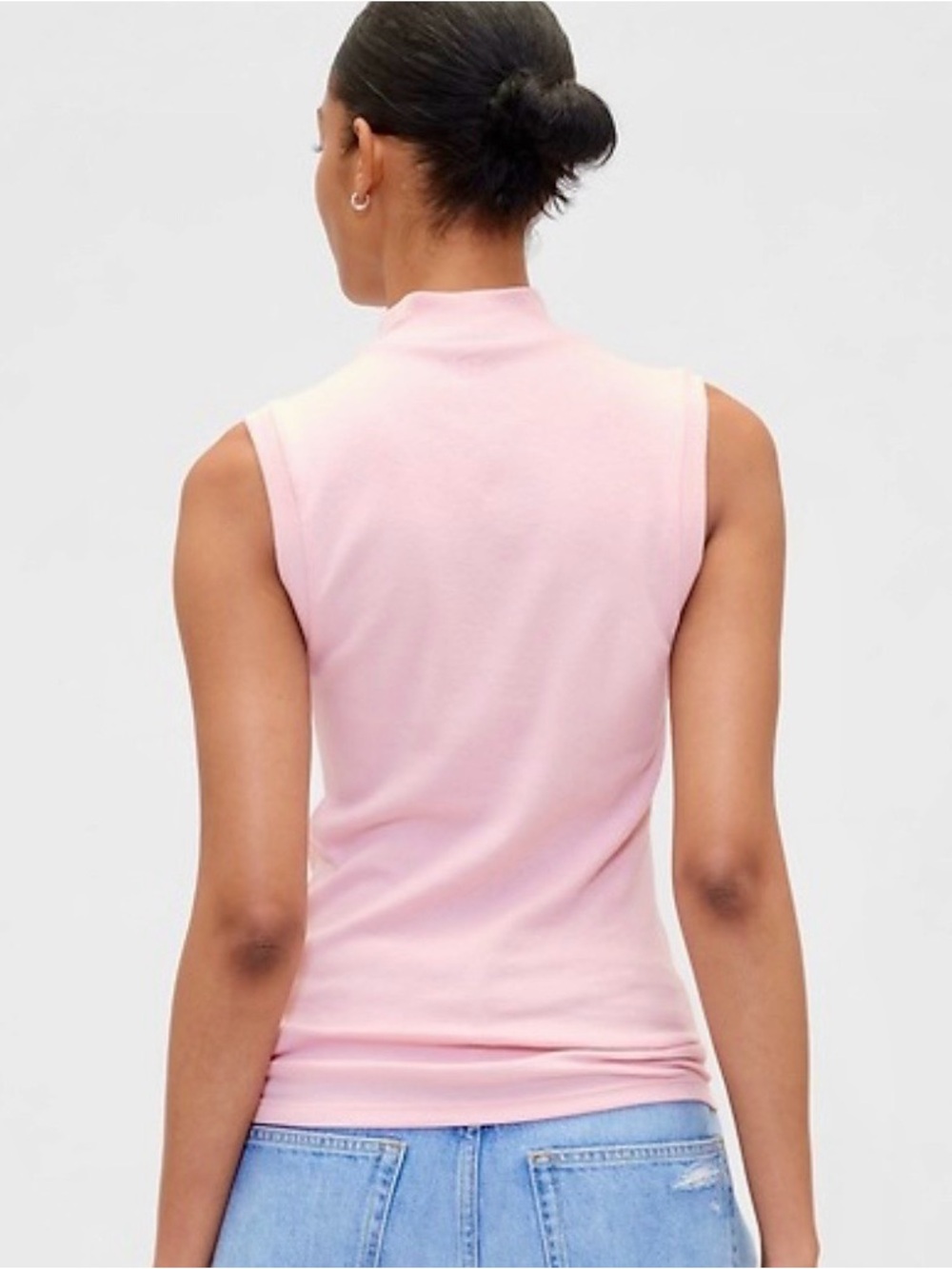 GAP Pure Pink Solid High Mock Neck Sleeveless Knit Tank Top Pullover Women’s M